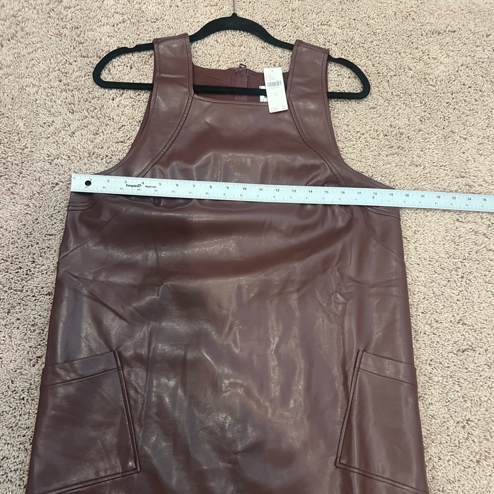 NWT new large Anthropologie Maeve faux leather sleeveless shift mini dress brown - Picture 17 of 17